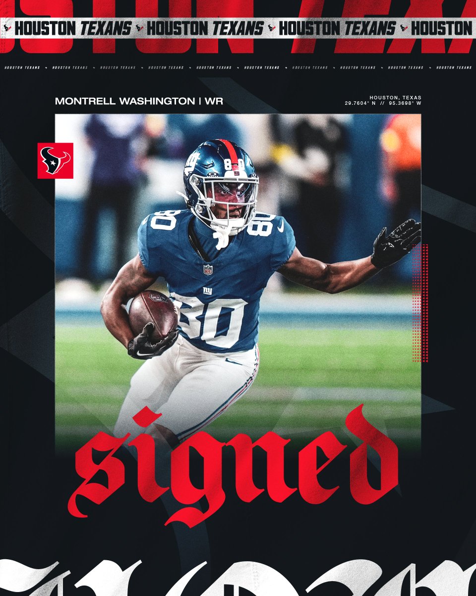 HoustonTexans's tweet photo. We have signed Montrell Washington and made other roster moves. https://t.co/uJROEbx9tq