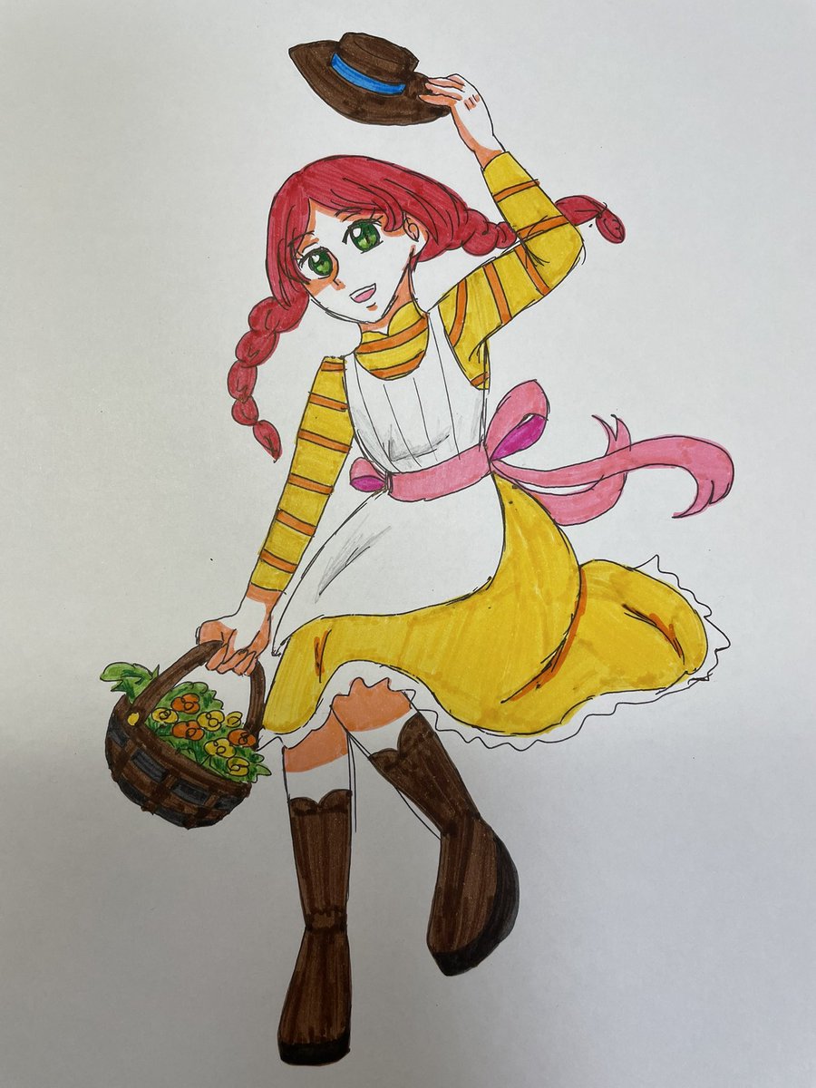 rio67ka's tweet photo. ←2024 
　　　　　2026（2枚）→
２年前に描いた赤毛のアンをリメイクしました！
#絵描きさんと繋がりたい https://t.co/MPOzDeLpJM