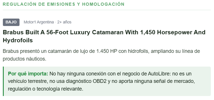 nicolasleunda's tweet photo. El filtro se comió la palabra "carbono" creyendo que era "CARB", la agencia de emisiones de California.

Pero el sistema decide en dos capas. Y el LLM, que solo resume, escribió solo: "esto no tiene ninguna conexión con el negocio". https://t.co/WYB5hG25wx