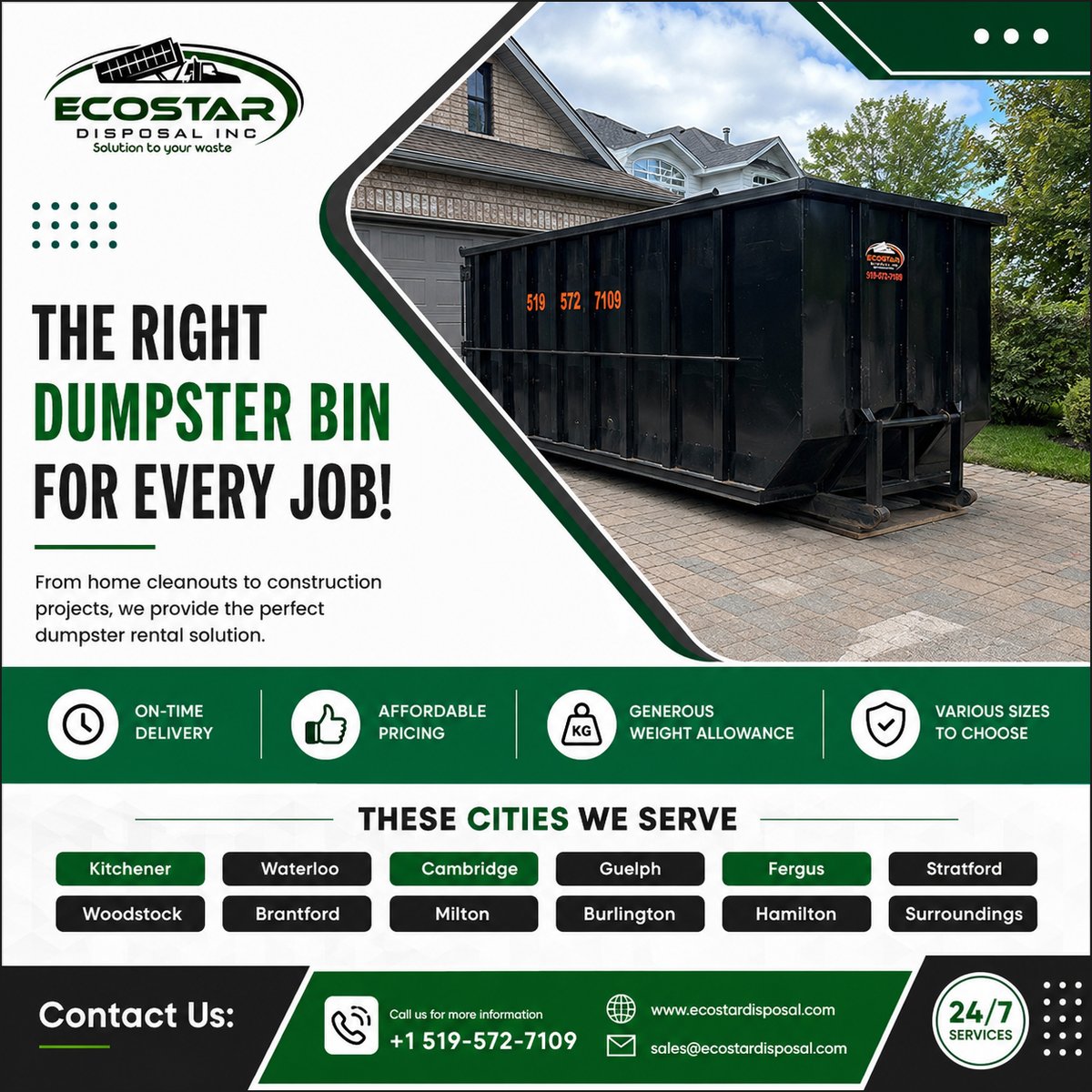ecostardisposal's tweet photo. 🚛 The Right Dumpster Bin for Every Job!

No matter the size of your cleanup, renovation, or construction project, Ecostar Disposal Inc. has the perfect dumpster to keep your site clean and organized. 

#EcostarDisposal #DumpsterRental #BinRental #DumpsterBin #WasteManagement https://t.co/Ra0pg2HDmi