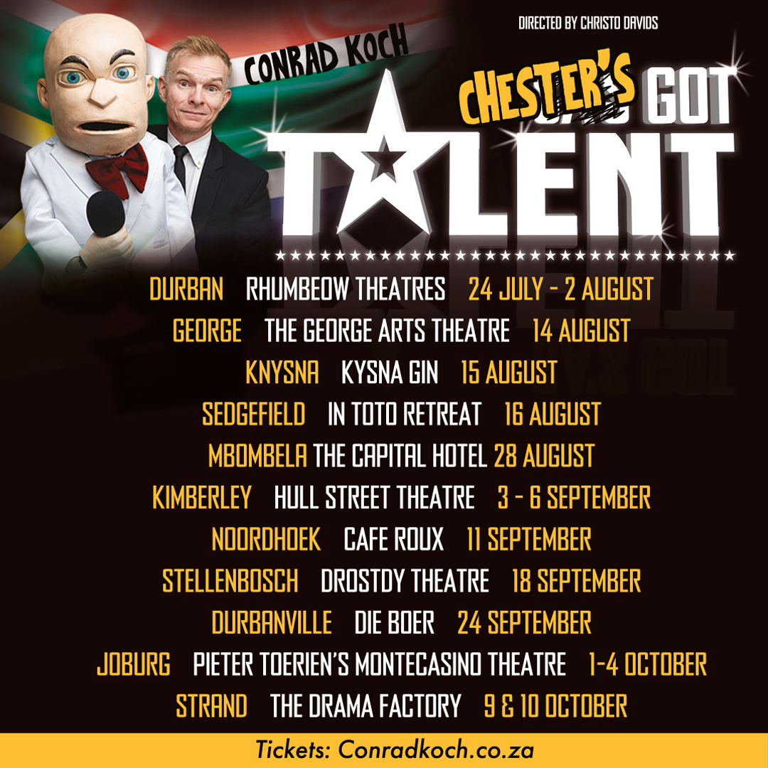 chestermissing's tweet photo. George, Knysna, Sedgefield, Mbombela, Kimberley, see you soon. All booking links at https://t.co/QgDfEbfhsR https://t.co/IUxiJxiuzb