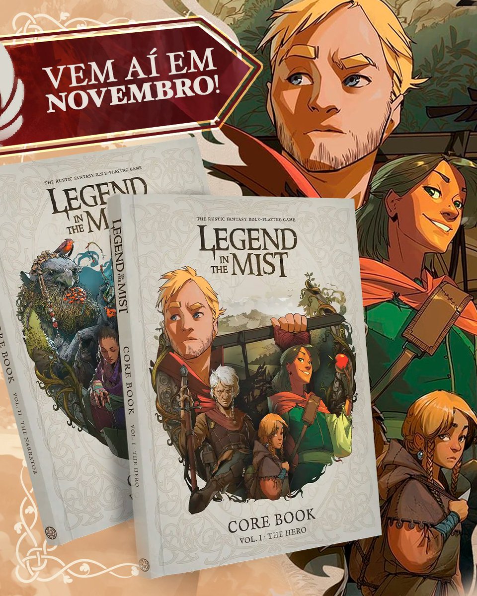 jamboeditora's tweet photo. AVENTUREIRO DE LEGEND IN THE MIST, ESTE ANÚNCIO É PRA VOCÊ! 📯🍂
A edição em português do premiado RPG de fantasia rústica da @SonOfOakGames chega ao Brasil em novembro pelas mãos da @RetroPunkGD e da @jamboeditora! 🇧🇷✨
🏆 Indicado a 7 categorias e vencedor de 6 ENNIEs — a maior premiação do RPG mundial —, #LegendInTheMist convida você a explorar um mundo de lendas, tradições esquecidas e heróis improváveis!