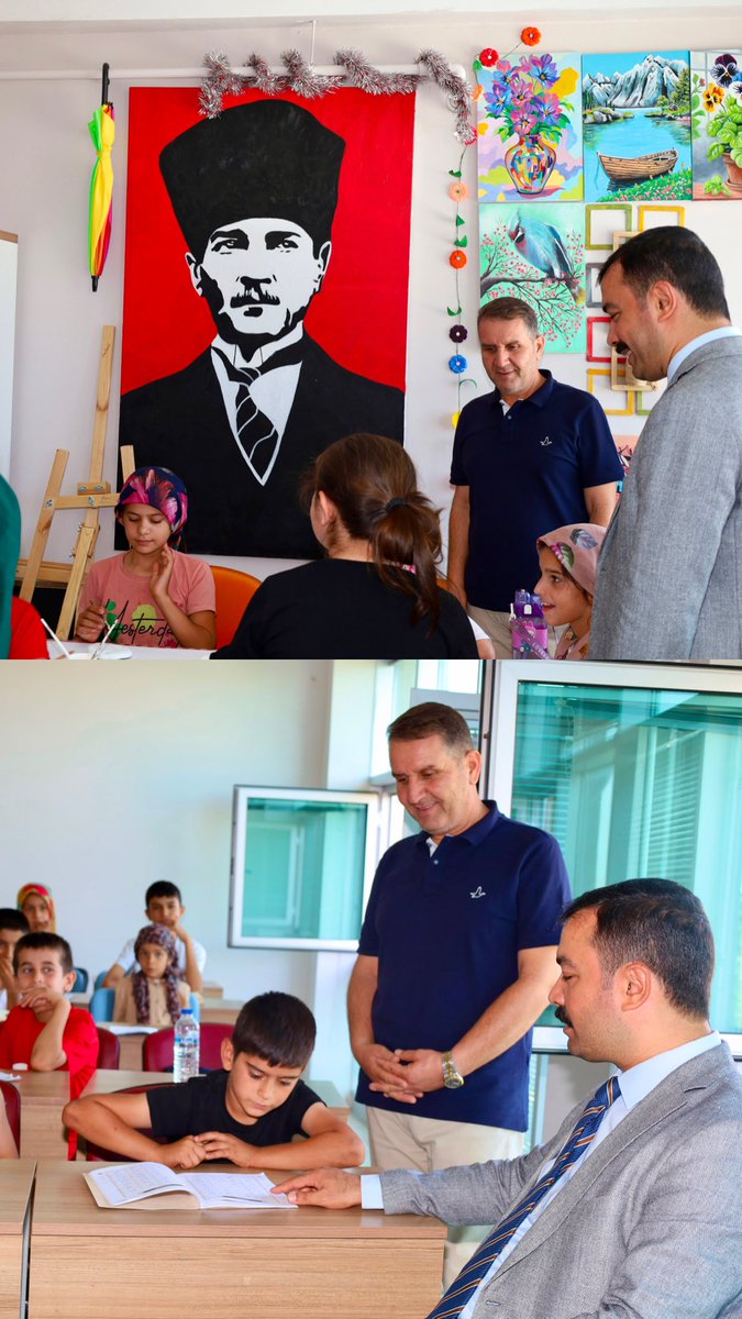 GSB_Adiyaman's tweet photo. 📍 Kahta Gençlik Merkezi Yaz Kulübü’ne Ziyaret

Kahta Kaymakamımız Sayın Muhammed Üsame SOYSAL, Kahta İlçe Gençlik ve Spor Müdürü Sayın Mustafa ÇİÇEK ile birlikte Kahta Fatma Ahu Terzi Gençlik Merkezi bünyesinde gerçekleştirilen Yaz Kulübü faaliyetlerini ziyaret ederek yürütülen çalışmaları yerinde inceledi.

Ziyaret kapsamında yaz tatilini verimli değerlendiren öğrencilerimizin katılımıyla düzenlenen sanatsal, kültürel ve sportif etkinlikler incelendi. Eğitim ve etkinlik alanlarını gezen Kaymakamımız Sayın SOYSAL, yürütülen çalışmalar hakkında yetkililerden bilgi aldı.

Öğrencilerimizle de bir araya gelen Kaymakamımız, kurs ve etkinliklere gösterdikleri ilgi ve gayretten duyduğu memnuniyeti dile getirerek tüm öğrencilere başarılar diledi.

Gençlerimizin sosyal, kültürel ve sportif gelişimlerine katkı sağlayan Yaz Kulübü faaliyetlerimiz, dolu dolu içerikleriyle yaz boyunca devam edecektir.