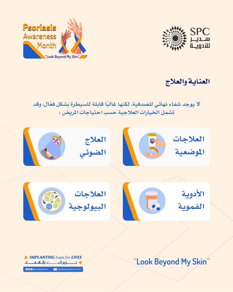 SudairPharma's tweet photo. رغم عدم وجود علاج نهائي للصدفية، إلا أن الخيارات العلاجية تساعد على السيطرة عليها وتحسين جودة الحياة: https://t.co/MrsN9ujNFz