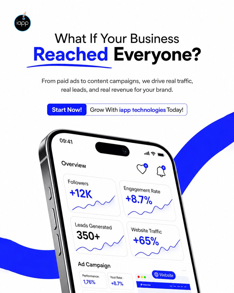 iAppTech_LLP's tweet photo. Your next customer is already online. 
Reach more people, generate quality leads, and grow your business with digital marketing that delivers real results.
#digitalmarketing #businessgrowth #leadgeneration #socialmedia #marketing #branding #iapptechnologies https://t.co/P9x0NpaaOf