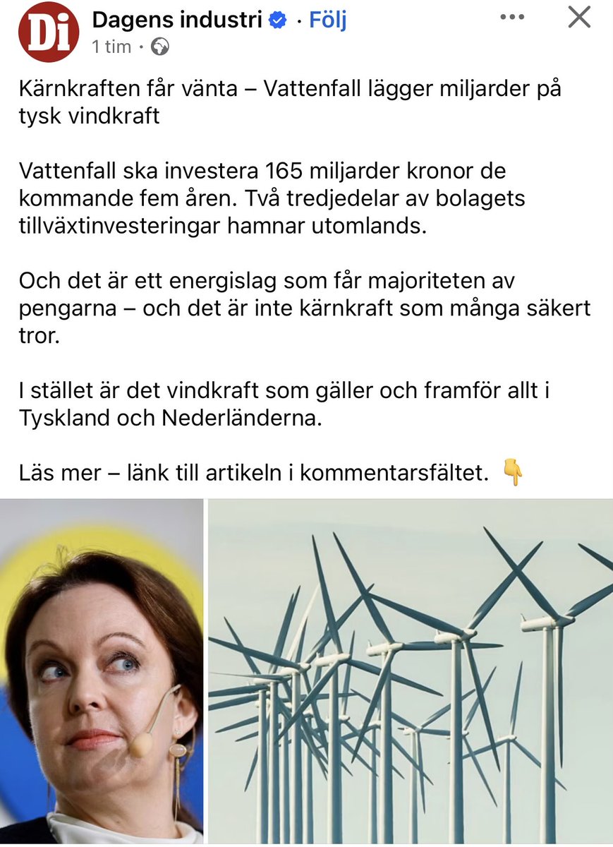 FranssonJosef's tweet photo. Högaktuellt med en ny styrelsesammansättning som sparkar VD:n för Vattenfall! Anna Borg är en katastrof! https://t.co/BiVPIvSYGh