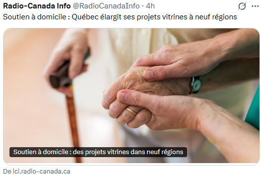 BenotD59's tweet photo. Attention au jugement : un jour, ça pourrait vous servir. mais à quel prix ?😎Essai concluant  le gouvernement du Québec s’apprête à élargir à un total de neuf régions un projet pilote de soutien à domicile,qui pourrait ajouter jusqu’à 623 000 heures de services à tarifs réduits. https://t.co/KWoqlisBKz