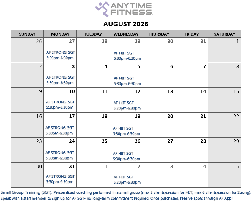 Anytimefit2394's tweet photo. Small Group Training schedule is posted! Jump in a session today 💪
#AnytimeFitness #SmalGroupTraining #FitnessTeam #PersonalTraining #EllensburgWA #KittitasCounty https://t.co/xU8e2yeeDR
