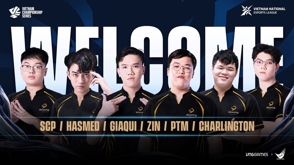 VCSEnglish_'s tweet photo. [NEWS]

9Gaming Esports official roster for VCS Finals 2026:

+ Top: Hasmed
+ Jungle: SCP
+ Mid: GiaQui
+ Bot: Charlington
+ Support: Zin, PTM

+ Head coach: HanKay (@Coach_HanKay)

#VCS #VCSEnglish #LCP #LoLPacific https://t.co/HQ9nv7F88z