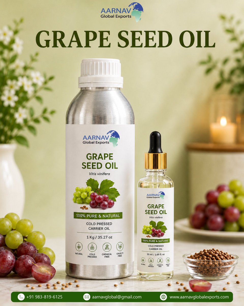 GlobalAarnav's tweet photo. Premium Bulk Grape Seed Oil for Manufacturers &amp; Private Label Brands

Contect Us:
Phon: +91 983-819-6125
Email: aarnavglobal@gmail.com
Web: https://t.co/tHIRAGW7Sa

#GrapeSeedOil #BulkGrapeSeedOil #GrapeSeedOilWholesale #CarrierOil #ColdPressedOil #NaturalCarrierOil #cosmatic https://t.co/m2Eedus8hG