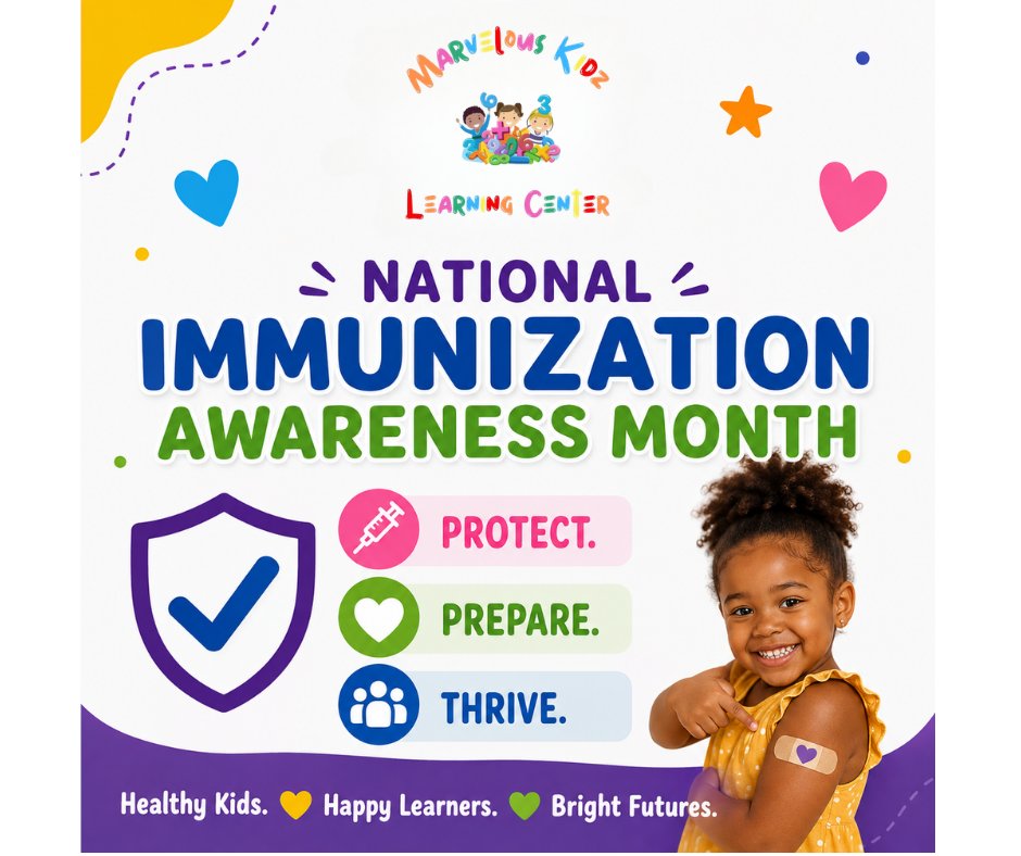 ML_Outreach's tweet photo. 💉💙 August is National Immunization Awareness Month!

Support your child's health by staying up to date on immunizations, routine wellness visits, practicing healthy habits, and keeping them home when they're sick.

#NationalImmunizationAwarenessMonth #MLO #MarvelousKidz https://t.co/SJz4Tp5RgC