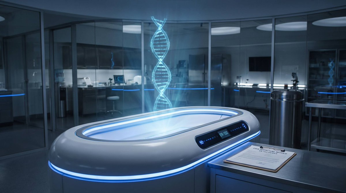 MrPool_QQ's tweet photo. 🔻A Harvard geneticist just received FDA clearance to reverse human aging using frequency-based DNA reprogramming.

They call it “ER-100.” We’ve been calling it a MedBed for 30 years. The only difference is — now they can’t deny it exists. https://t.co/AJP0PX7SFx