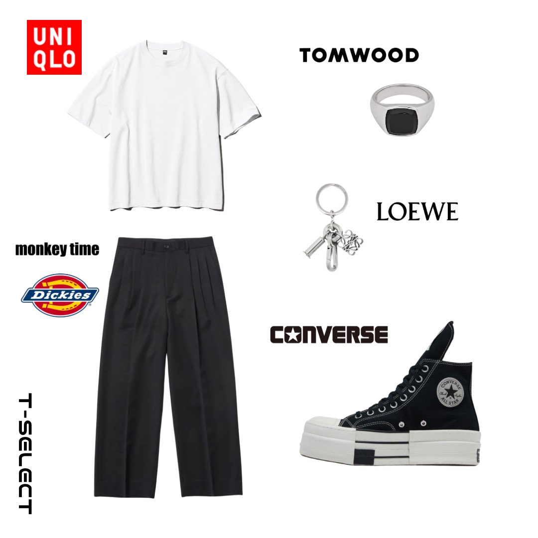 nokmust's tweet photo. こいつはUNIQLOの短丈白Tとコンバースで合わせてあげて、アクセサリーを少し付けてやれば、最高に決まることが確定してます https://t.co/Koary59DMl