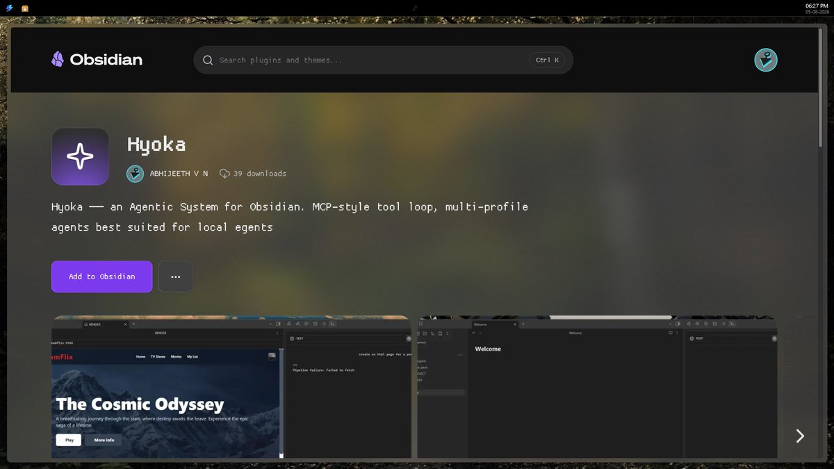 ABHIJEETHVN's tweet photo. got 39 downloads for my obsidian plugin ,thoughts?????
try it here : https://t.co/pqnWJrbRJk
#obsidian #obsidianplugin #tools #plugins #product https://t.co/RBBLlxVz9p