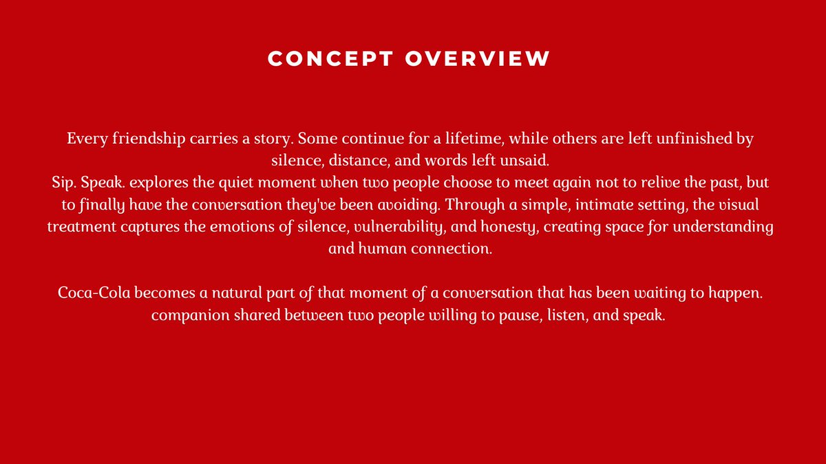 LERII_ARTs's tweet photo. DIFF.001
Every brand leaves room for another story.
DIFF is an independent creative series exploring original campaign concepts for existing brands, through visual treatment, production Design &amp; Storytelling.
Campaign: Sip. Speak.
A different creative direction for Coca-Cola. https://t.co/27sWuOpN7S