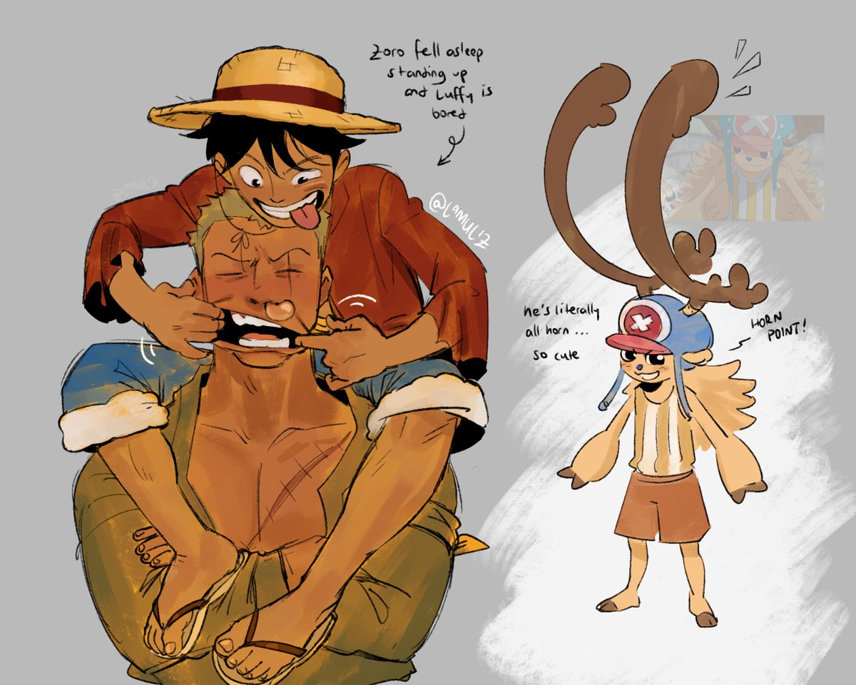 lamuliz's tweet photo. he likes climbin on zoro #ONEPIECE〜 #zoro #luffy https://t.co/YJW0ksQA2l