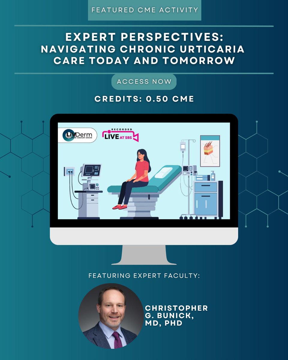 SBS_Derm's tweet photo. Join Dr. Christopher G. Bunick, MD, PhD, as you learn:
✔️ Chronic urticaria overview and differential diagnosis
✔️ Current CSU management recommendations
✔️ FDA-approved second-line therapies and emerging agents

🔗 https://t.co/LuxaS97TJv

#ChronicUrticaria https://t.co/8DFQGgSvGo