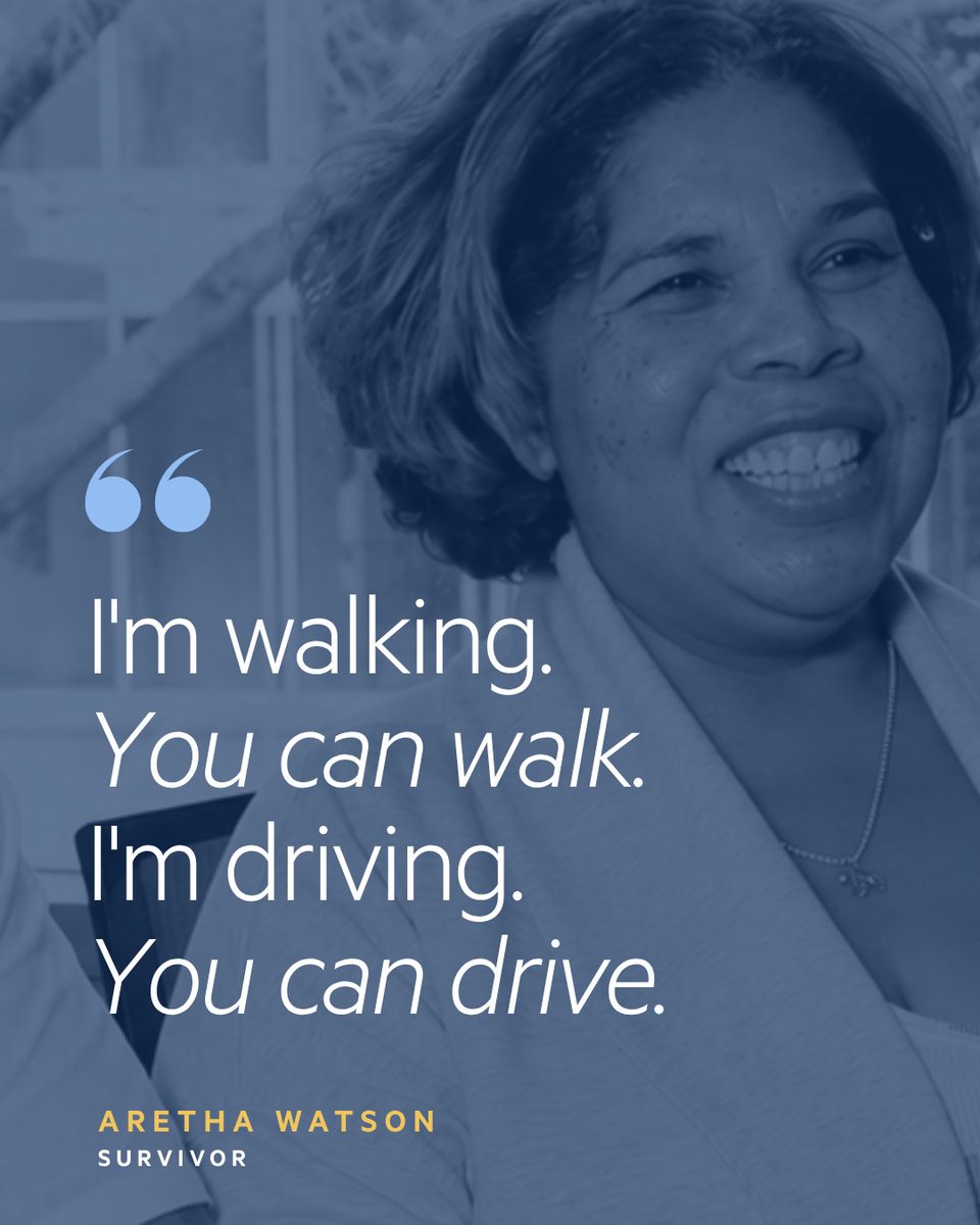 BAFOUND's tweet photo. In August 2022, Aretha Watson's brain aneurysm ruptured. She couldn't have imagined what came next. Today she volunteers at the facility where she recovered — offering the simplest, most powerful message to other patients: "I'm walking. You can walk. I'm driving. You can drive." https://t.co/cmUyg4T1Or