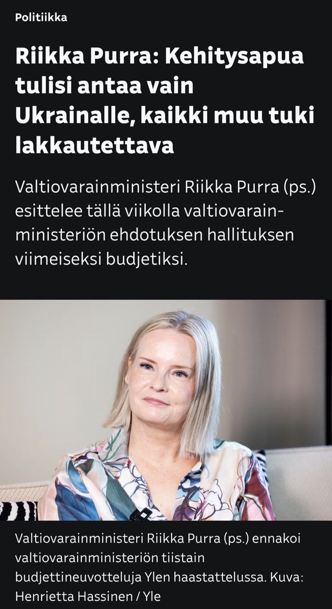 nuorsuomalainen's tweet photo. Suomi 🇫🇮 on oikeasti pulassa. 

Riikka Purran esitys:
- Kehitysapua vain Ukrainalle
- Kiintiöpakolaisten määrä nollaan
- Opetushallitus lakkautetaan

Kaikki hyvää! 👍

Mutta: kansantalouden kakku TÄYTYY saada kasvamaan.✌️

NuSun suositus: investointien ylipoisto
verotuksessa seuraavina neljänä vuonna
60% + 40% + 30% + 20% (yht. 150%)