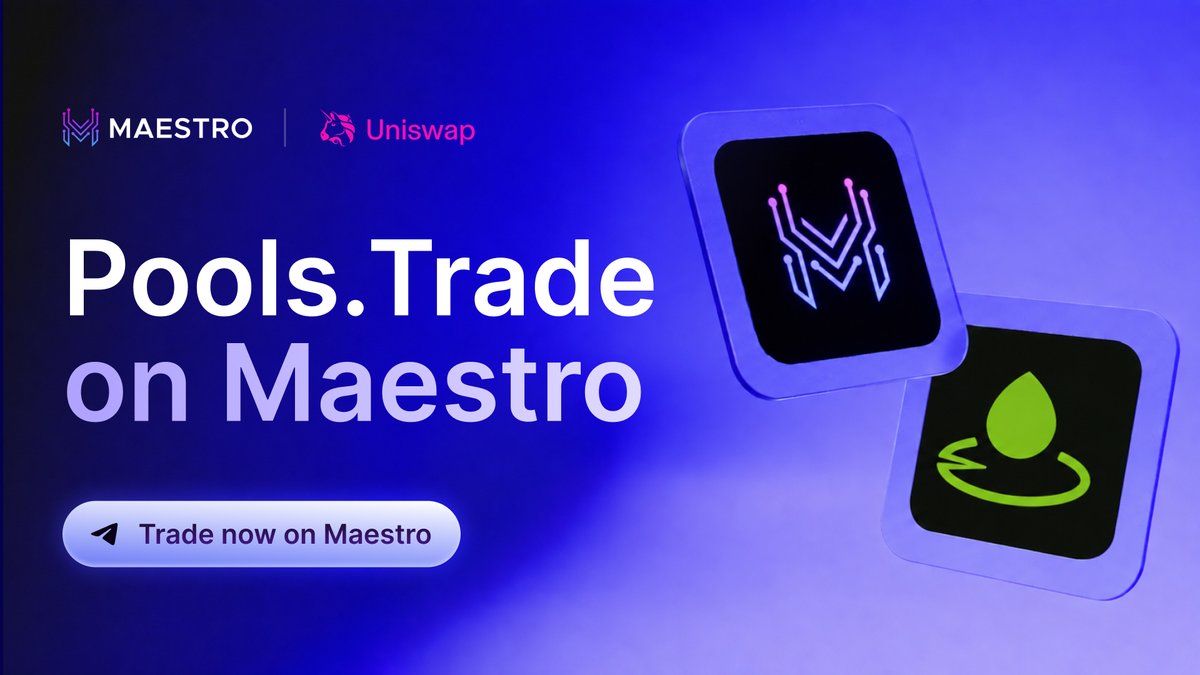 MaestroBots's tweet photo. Maestro Supports Pools

Trade every launch on Uniswap's https://t.co/Ks6COOsMt4 from day one, backed by the speed and execution you already count on across Maestro.

More pools, more plays.