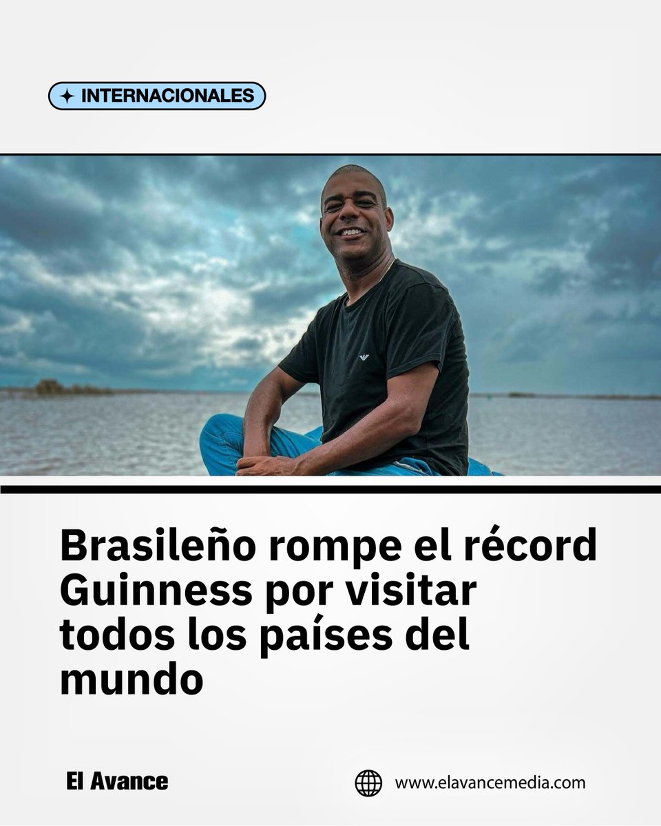 elavancemedia's tweet photo. El brasileño Robson Jesus, de 35 años, volvió a captar la atención en redes sociales tras alcanzar un récord mundial al visitar los 193 países reconocidos por la ONU en el menor tiempo registrado, logro que le aseguró un lugar en el libro Guinness.

#elavance #RecordGuinness https://t.co/td11QW9lE9