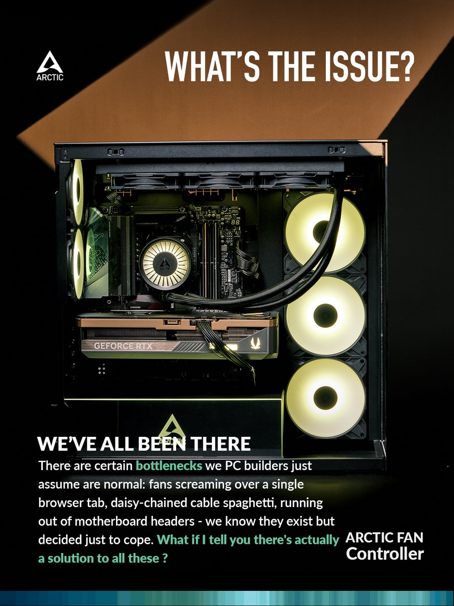 ARCTIChannel's tweet photo. Is your build screaming over the simplest task? Ran out of fan headers on your ITX motherboard?🥵
Worry not, the ARCTIC Fan controller is here just for that💨
Swipe to learn more about our latest Fan Controller🧊
-
#ARCTICCooling #CooledByARCTIC #PCCooling #FanController #PCfan https://t.co/nCD6ePYPpO