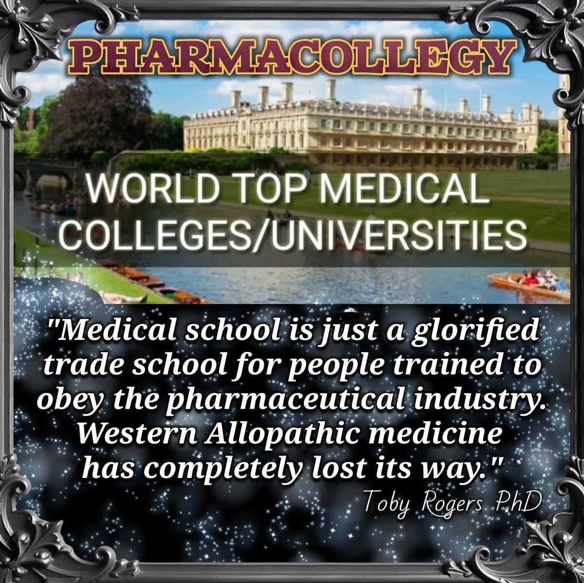 BabyD1111229's tweet photo. Trust the science?

1. Dr. Marcia Angell, Editor in Chief of the New England Journal of Medicine (NEJM) - “It is simply no longer possible to believe much of the clinical research that is published, or to rely on the judgment of trusted physicians or authoritative medical guidelines. I take no pleasure in this conclusion, which I reached slowly and reluctantly over my two decades as an editor of the New England Journal of Medicine” 

2. Dr. Richard Horton, the current editor-in-chief of the Lancet (considered to be one of the most well respected peer-reviewed medical journals in the world) - “The case against science is straightforward: much of the scientific literature, perhaps half, may simply be untrue. Afflicted by studies with small sample sizes, tiny effects, invalid exploratory analyses, and flagrant conflicts of interest, together with an obsession for pursuing fashionable trends of dubious importance, science has taken a turn towards darkness.”

3. Dr. Herbert L. Ley Jr, former Commissioner of the Food and Drug Administration - “The FDA protects the big drug companies, and is subsequently rewarded, and using the government’s police powers, they attack those who threaten the big drug companies. People think that the FDA is protecting them. It isn’t. What the FDA is doing and what the public thinks it is doing are as different as day and night.”

4. Dr. Raeford Brown, chair of the Food and Drug Administration (FDA) Committee on Analgesics and Anesthetics - “Congress is owned by pharma.”

5. A group calling itself CDC Scientists Preserving Integrity, Diligence and Ethics in Research, or (CDC SPIDER), put a list of complaints in writing in a letter to CDC Chief of Staff. The members of the group have elected to file the complaint anonymously for fear of retribution - “It appears that our mission is being influenced and shaped by outside parties and rogue interests… and Congressional intent for our agency is being circumvented by some of our leaders. What concerns us most, is that it is becoming the norm and not the rare exception,” the letter states. “These questionable and unethical practices threaten to undermine our credibility and reputation as a trusted leader in public health.”

6. Dr. John P. A. Ioannidis, Editor-in-chief, European Journal of Clinical Investigation (2010 - Present) - “Most current published research findings are false.”

7. Dr William Thompson Senior Scientist at the CDC (Center for Disease Control) - “I regret that my coauthors and I omitted statistically significant information in our 2004 article published in the journal Pediatrics. The omitted data suggested that African American males who received the M M R before age 36 months were at increased risk for autism. Decisions were made regarding which findings to report after the data were collected, and I believe that the final study protocol was not followed.”

8. Assistant Professor Ray Moynihan , one of the leaders of The BMJ's campaign - “When we want to decide on a medicine or a surgery, a lot of the evidence we used to inform that decision is biased," "It cannot be trusted. Because so much of that has been produced and funded by the manufacturers of those healthcare products.”

9. Dr. Fiona Godlee, editor of the BMJ - "I think we have to call it what it is. It is the corruption of the scientific process.”

10. Susanna Rees, an editorial assistant with a medical writing agency until 2002 - "Medical writing agencies go to great lengths to disguise the fact that the papers they ghostwrite and submit to journals and conferences are ghostwritten on behalf of pharmaceutical companies and not by the named authors,' she wrote. 'There is a relatively high success rate for ghostwritten submissions - not outstanding, but consistent."

11. Sydney Brenner, winner Nobel Prize in Physiology or Medicine in 2002 - “..and of course all the academics say we’ve got to have peer review. But I don’t believe in peer review because I think it’s very distorted and as I’ve said, it’s simply a regression to the mean…..I think peer review is hindering science. In fact, I think it has become a completely corrupt system.”

12. Dr. Jay Bhattacharya, professor at Stanford University Medical School, a physician and epidemiologist - “When people say follow the science, what I’ve seen is they often mean censor scientists who don’t agree with some scientists…the people who are sort of controlling policy.”

13. Kamran Abbasi, executive editor British Medical Journal - “Science is being suppressed for political and financial gain. C nineteen has unleashed state corruption on a grand scale, and it is harmful to public health."

"You are being lied to."

🎩 Paul Turner ✨