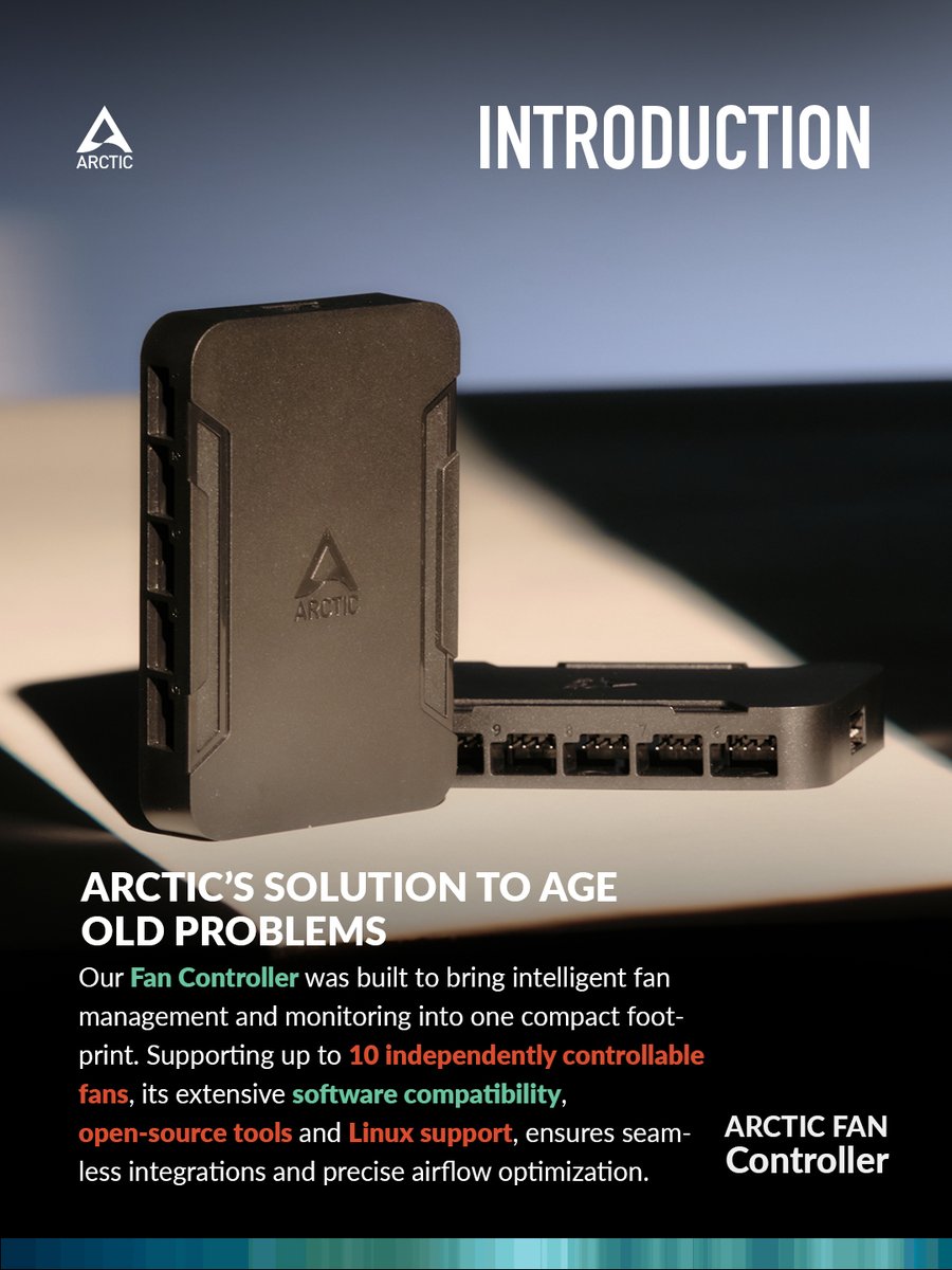 ARCTIChannel's tweet photo. Is your build screaming over the simplest task? Ran out of fan headers on your ITX motherboard?🥵
Worry not, the ARCTIC Fan controller is here just for that💨
Swipe to learn more about our latest Fan Controller🧊
-
#ARCTICCooling #CooledByARCTIC #PCCooling #FanController #PCfan https://t.co/nCD6ePYPpO