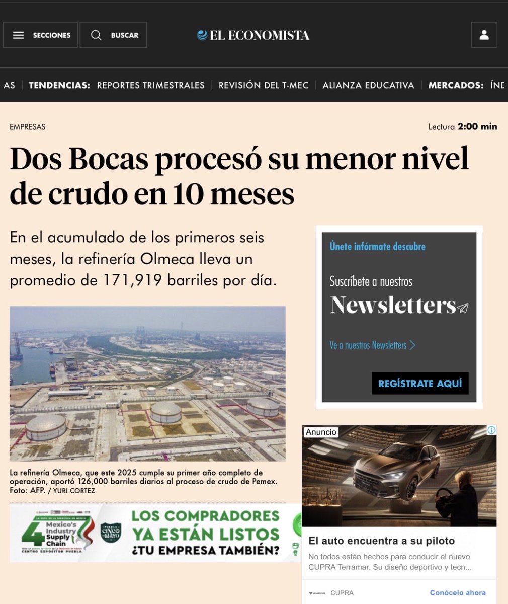 mario_dico50's tweet photo. 🔴 Dos Bocas un fracaso que ha costado más de 25 mil millones de dólares https://t.co/c5Zx1dbSwF