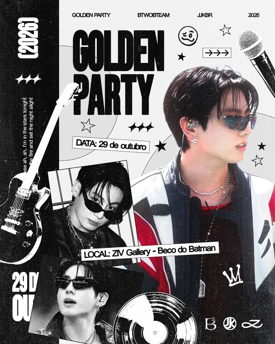 JeonJungkook_BR's tweet photo. 𝐆𝐨𝐥𝐝𝐞𝐧 𝐏𝐚𝐫𝐭𝐲 ✰

Uma celebração no melhor estilo Jungkook Core em um dos pontos mais descolados de São Paulo ✰

↳ 29 de outubro, na ZIV Gallery • Beco do Batman 🌃
↳ Venda de ingressos: 7 de setembro 🎟️  

Em parceria com a @btwobteam 🖤 https://t.co/CBGkga2INE