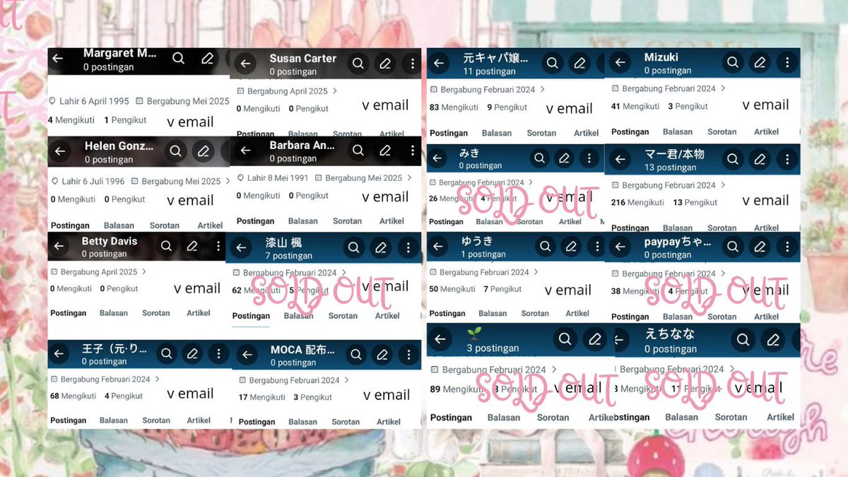 molzva's tweet photo. @dionycte nieee f receehhh murcee

‘⅋── harga kosongan &amp; inact :

𔘓 v-email tahun 26 : 10k
𔘓 v-email tahun 20an : 14k
𔘓 v-email tahun lama : 15k
𔘓 v-email tahun 09 : 18k
𔘓 verif all tahun 26 : 14k

𐙚 contact ke sini yaa : ☎️ https://t.co/XFPb0akNPh https://t.co/ND9V07CG3O