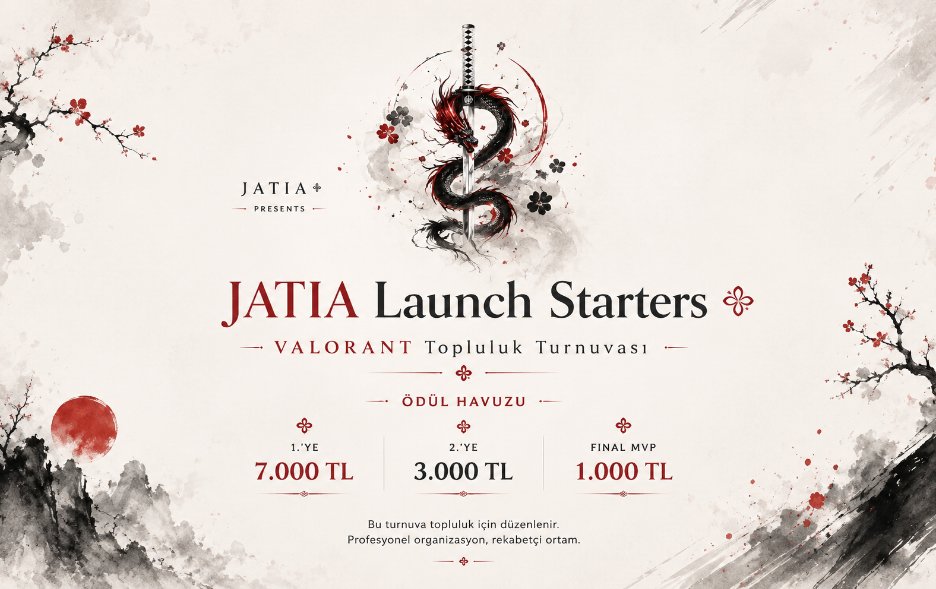 jatiaclub's tweet photo. 🚨 SON KAYIT ÇAĞRISI!

JATIA Launch Starters Valorant Turnuvası yarın saat 18.00’de başlıyor!

🏆 11.000 TL toplam ödül havuzu
🎮 5 kişilik takım formatı
📺 Canlı yayınlanan karşılaşmalar
Takımını oluştur, kalan kontenjanlardan birini kap ve turnuvadaki yerini al!
🔗 Kayıt: https://t.co/5iPUGaqIoU
https://t.co/kST51itAIH

#VALORANT #VALORANTTürkiye #Espor #ValorantTurnuvası #JATIA