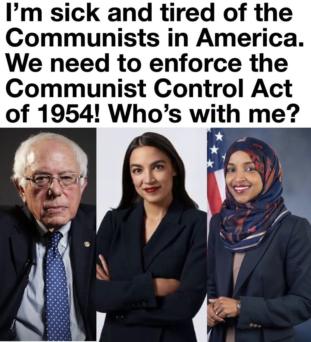 American__2's tweet photo. Should the U.S. enforce the Communist Control Act of 1954 more aggressively today?

A. Yes 🇺🇸
B. No ❌ https://t.co/aWVS2TQWYM