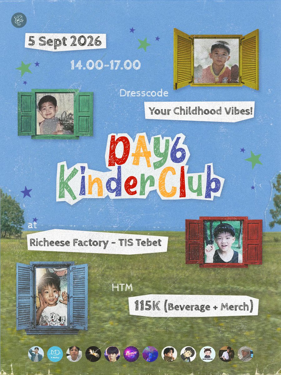 MydayCrewINA's tweet photo. MY DAY, YOU'RE INVITED 💌

DAY6 is turning 11! Join us for merch, drinks, nostalgia, and a secret magical surprise... 👀🎩✨

📅 5 Sept 2026 | ⏰ 14.00–17.00 WIB
📍 Richeese Factory – TIS Tebet
💵 IDR 115K (Beverage + Merch)
🎈 Dress Code: Childhood Vibes

📝 RSVP by 8 Aug 2026 | ⚠️ Limited slots available!

#DAY6KinderClub #DAY6Turns11 #11YearsWithDAY6 #MyDayKinderClub