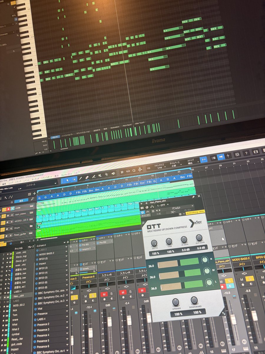 levmvl's tweet photo. 今日も今日とて作曲。
作曲界隈で有名なOTTなるものをようやく入れた！！
使い方全くわからんけど。🤔
 #DTM  #作曲 https://t.co/6svxYFYhmG