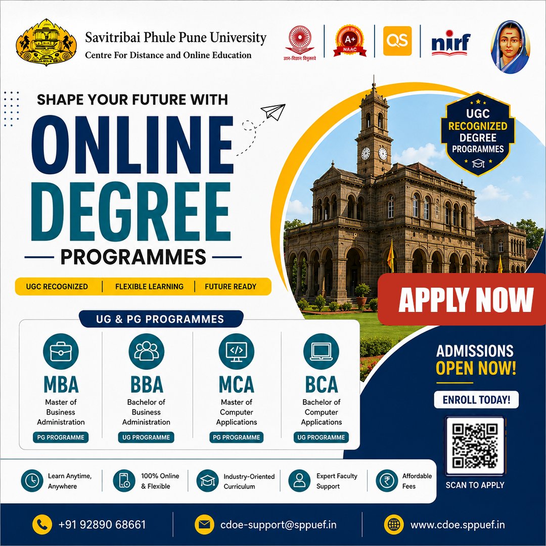 sppuonline's tweet photo. 🎓 Shape your future with SPPU Online Degrees! MBA, BBA, MCA &amp; BCA. Flexible learning. Apply now!

🌐 https://t.co/KIgyJhPXLW
📞 +91 92890 68661
#OnlineDegree #SPPU #MBA #BBA #Admissions https://t.co/D7kNYXplNx