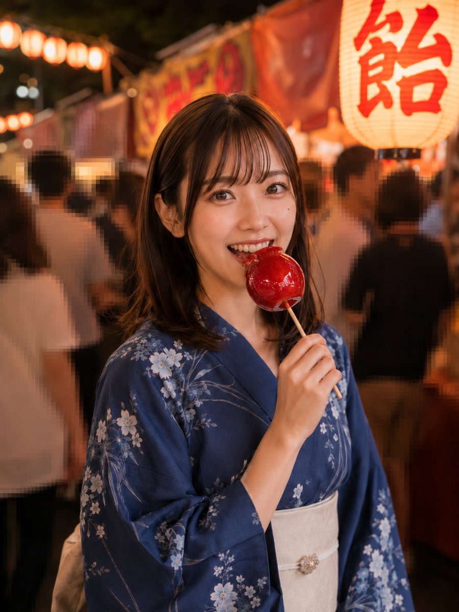 pessmarket's tweet photo. 🍎りんご飴派？　🍪綿菓子派？

#浴衣 #祭り #AI #AI美女 https://t.co/HdzyKXi6qI