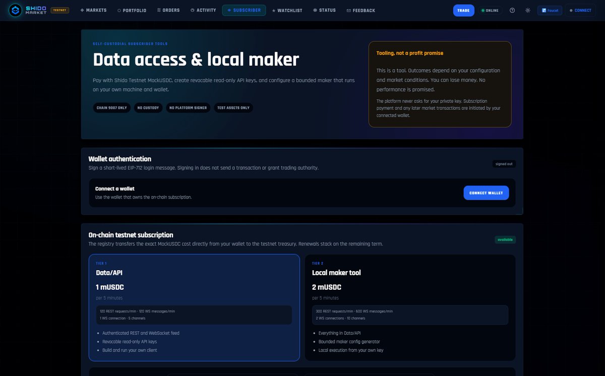 ShidoNetwork's tweet photo. Provide liquidity. Stay in control.

Shido Market introduces a self-custodial subscription framework for liquidity providers and market makers.

Access authenticated APIs, deploy your own local market maker, and participate directly from your own wallet, all while earning rewards for providing liquidity.

Explore now at https://t.co/E7nFkPdFda.