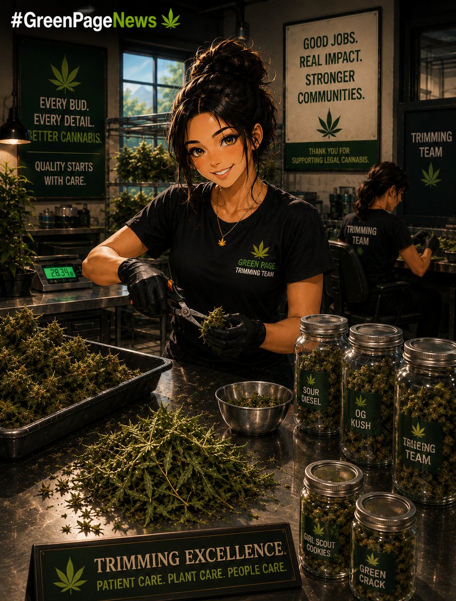GreenPageNews's tweet photo. Some of the most important work happens one careful step at a time.

Professional trimmers help prepare cannabis with consistency, care, and attention to detail.

Join the Cannabis Industry Today!

#GreenPageNews #Cannabis #CannabisIndustry #CannabisJobs #Marijuana #Jobs https://t.co/bawfVqT677