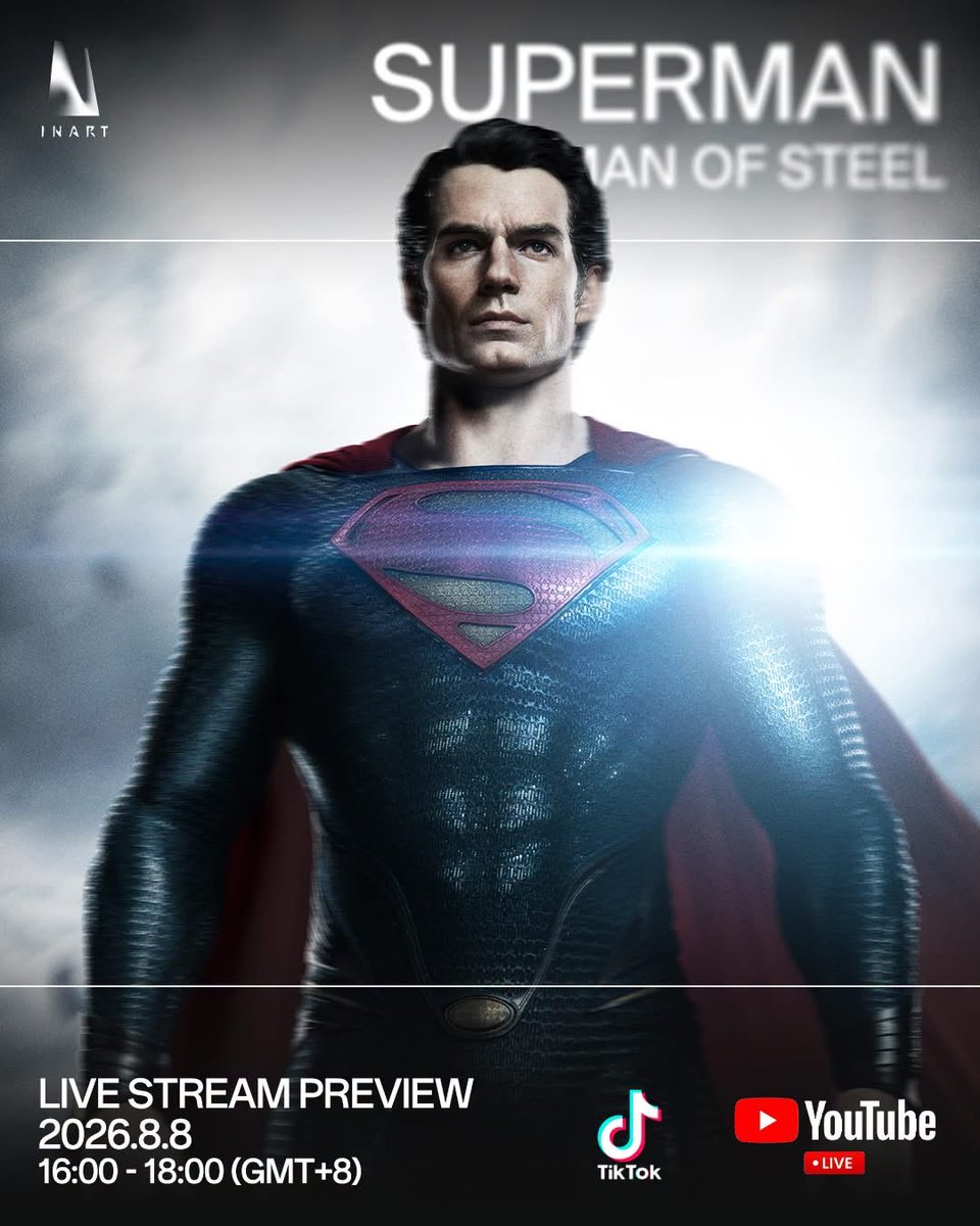 one6Update's tweet photo. #InArt announced Superman from Man of Steel goes up for pre order August 8.
#Sixth #SixthScale #HotToysCollectibles #ホットトイズ #actionfigures #Figures https://t.co/wrOArwa4Br