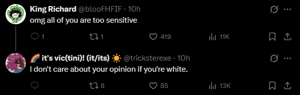 TheDudaexpress's tweet photo. @SwagPogGamer Imagine this person advocating for anti racist comments and then turning around and saying this shit next second. Rules for thee and none for me. https://t.co/Yg6oOZcia7