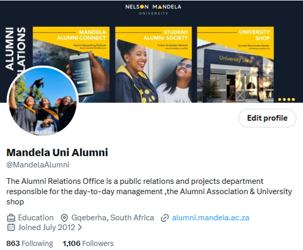 MandelaAlumni's tweet photo. Mandela Alumni, let's grow our community together! Follow @MandelaUniAlum, tag fellow graduates, and share the page to help strengthen our lifelong Mandela network. Every follow and share keeps us connected. #MandelaAlumni #StayConnected #LifetimeConnection https://t.co/H7sAaWLNmf