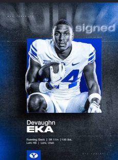 ASCENDING_AZ's tweet photo. For two straight years, a Utah running back did something that should have been impossible to overlook. Almost everyone overlooked it anyway.
​
As a sophomore, he cleared 1,000 rushing yards. As a junior, he came up just short of it again.
​
Two workhorse seasons from a kid in Lehi, Utah — and the phone barely rang. The offers that came in were real, but modest: Utah State, San Diego State, San Jose State, UNLV, Weber State, Sacramento State.
​
Ten scholarship offers by his senior year. Not one from a Power Conference program.
​
So he answered the only way a running back knows how. He kept carrying the ball.
​
Senior season: 577 rushing yards, 10 touchdowns, through six games. Add 224 receiving yards and three more scores through the air. That's 8.2 yards every time he touched it.
​
He was named his high school's team MVP and All-Region — for the second year the numbers had been too big to explain away.
​
Analysts who watched the tape started reaching for a comparison: the tall running style, the receiving threat out of the backfield, the trust in pass protection — all echoes of a BYU great who went on to the NFL.
​
Then, at last, a Power Conference program noticed. It wasn't a surprise pick from across the country. It was the school half an hour from his own house.
​
He picked it anyway — turning down the exposure of a bigger conference stage for a program he'd grown up watching, with a head coach and a running backs coach he trusted from the first conversation, and a shot to stay close to the family that had watched every one of those 1,000-yard seasons in person.
​
He committed on social media, thanking his coaches by name, tagging the program's recruiting staff, closing with the hashtag every BYU commit reaches for.
​
Before he ever suited up, he showed up to watch the season opener — and stood for a photo with the program's all-time leading rusher, a back who's since gone on to play in the NFL.
​
This fall, he steps onto that same field for the first time, not as a fan in the stands but as a true freshman with a roster spot and a number of his own.
​
His name is Devaughn Eka.
​
Now you see the whole picture.
​
Follow Devaughn Eka — X: @Devaughn_Eka
​
#BYU #GoCougs #HearHim
​
X: @ASCENDING_AZ | https://t.co/0e2vGHo7mW