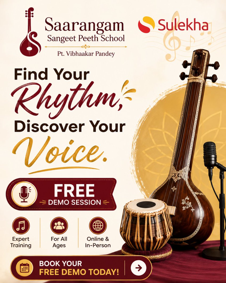 Sulekha_US's tweet photo. π΅ **Find Your Rhythm. Discover Your Voice.** π΅
Ready to explore the world of music?
π Book your FREE demo today:
https://t.co/Je7oWUJF39
#FreeDemo #MusicClasses #VoiceTraining #HindustaniClassical #LearnMusic #SingingLessons #sulekhaus https://t.co/UK9cKihkS8