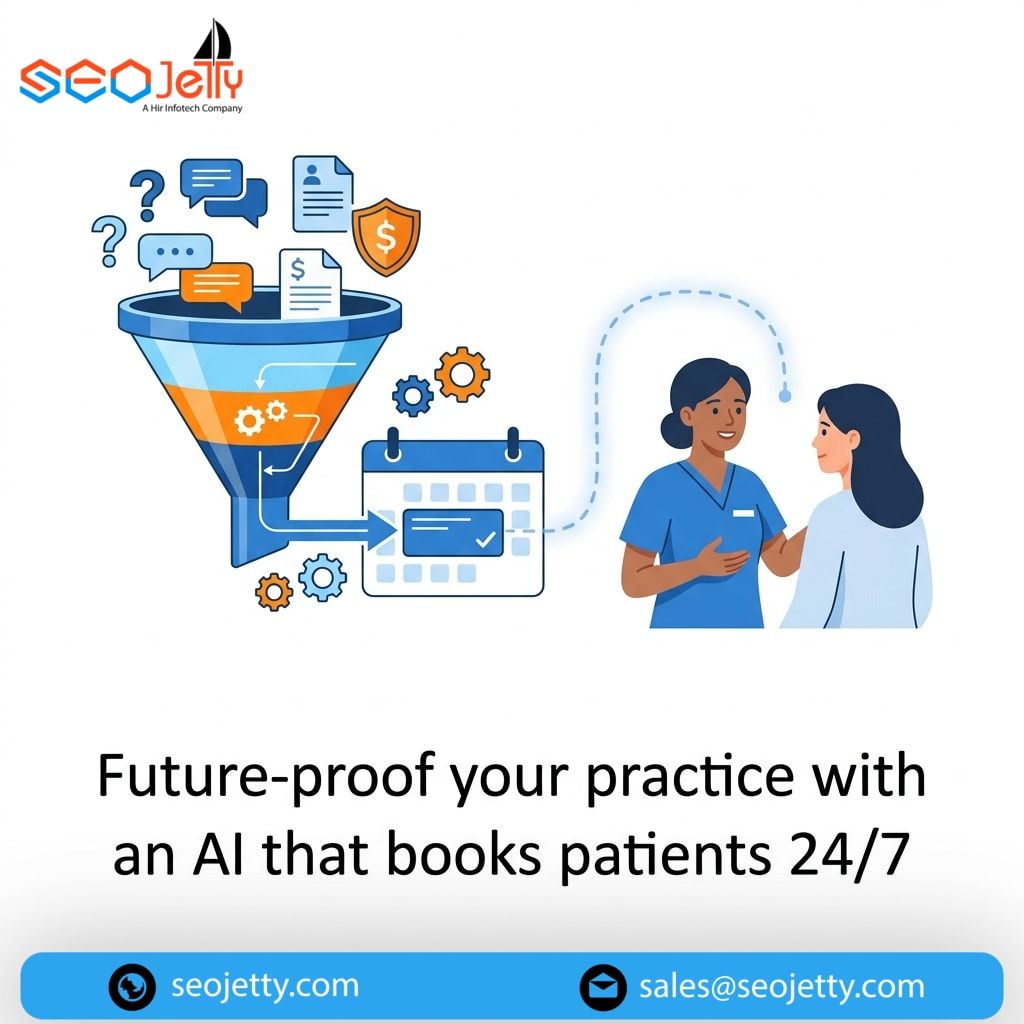 SEOjetty's tweet photo. Free your healthcare staff for high-value patient care. 👩‍⚕️ Our AI handles routine queries 24/7, converting searches directly into appointments. Boost patient acquisition &amp; ROI.

Learn how we do it: https://t.co/K0Qch22Dqw

#AIinHealthcare #PatientExperience https://t.co/fLY0fqe39y