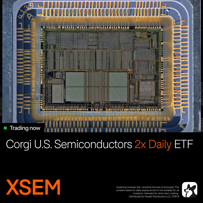 CorgiAM's tweet photo. From the chips training AI models to the equipment that fabricates them, $XSEM seeks two times the daily performance of the VanEck Semiconductor ETF, $SMH, before fees and expenses, at a 0.45% expense ratio

Learn more at https://t.co/5YXSLYNLWg https://t.co/ExNKDPwXbR