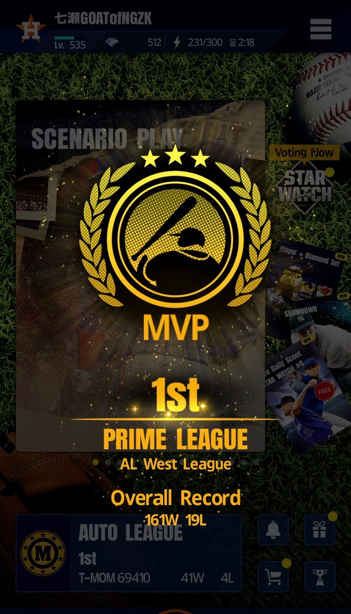 GOATofNGZK's tweet photo. 👑プライムリーグ　ア・リーグ西地区　MVP👑
前半苦戦も、終わってみれば2位と7ゲーム差の大会タイ記録！
将来的に純正のリーグ・リアタイ大会も行えるよう、海外プレイヤーを増やしていきたい🔥

🏆1ST PRIME LEAGUE AL WEST LEAGUE🏆
#MLBPS #PRIMELEAGUE #MLBTHESHOW #メジャスピ #プライムリーグ https://t.co/etrNRNLA9p