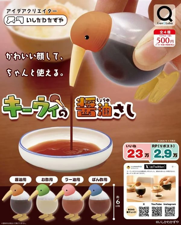 gacha_island's tweet photo. 📣ガチャガチャ📍設置場所・入荷情報📣

◓キーウィの醤油さし
https://t.co/wxEmJDsLEM

／
‼️速報‼️入荷が始まってるッコ🦦
商品ページで随時更新していくッコ🎀
＼

⬇️入荷店舗

【大阪府】
ガチャ牧場 天神橋筋商店街店

【兵庫県】
ガチャ牧場 三宮センター街本店

【島根県】
ガチャ牧場 シャミネ松江店