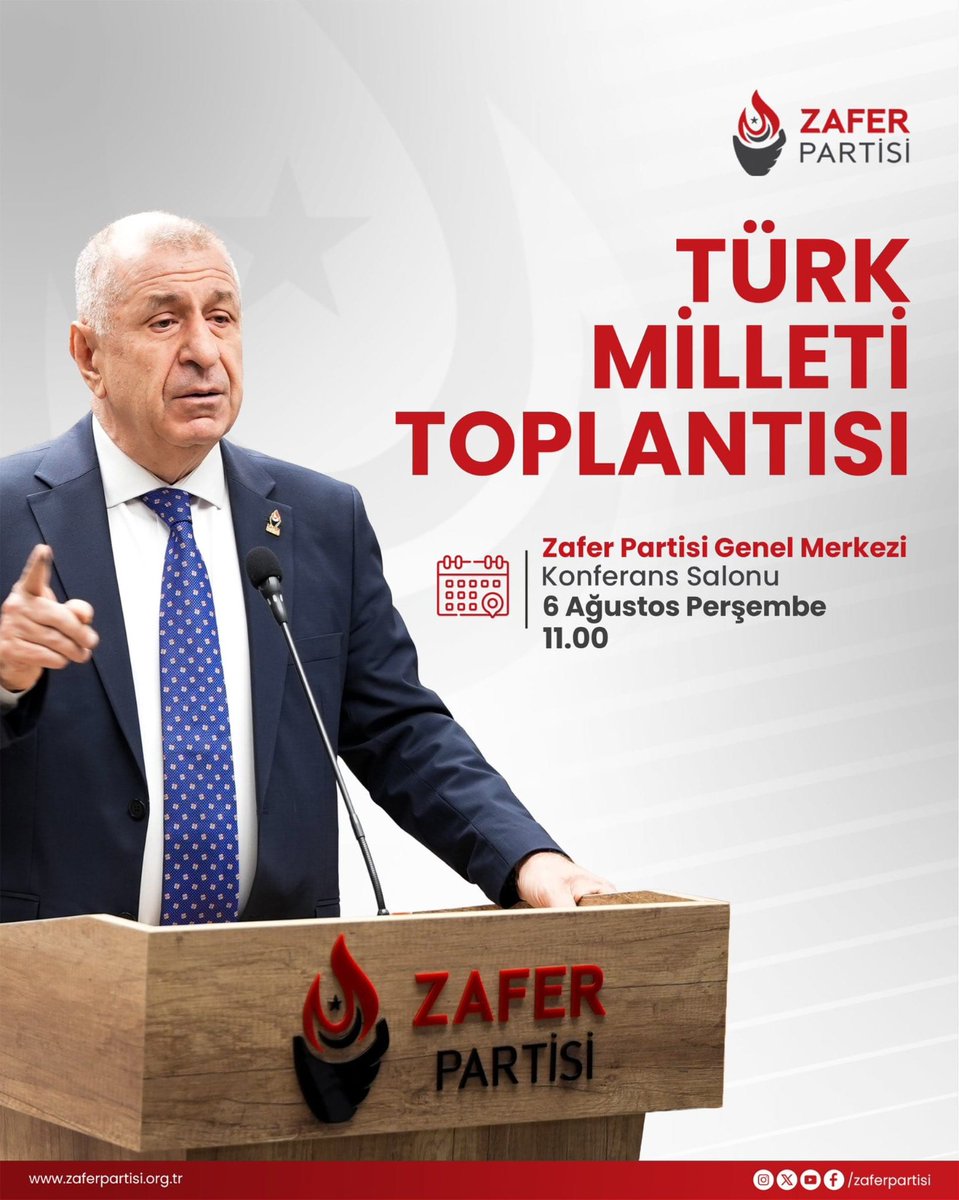 Karapapak15's tweet photo. Genel Başkanımız Prof. Dr. Ümit Özdağ, 6 Ağustos Perşembe saat 11.00'de Zafer Partisi Genel Merkezi’nde düzenlenecek olan Türk Milleti Toplantısı’nda Türkiye gündemine dair kamuoyuna önemli açıklamalarda bulunacaktır.

Tüm halkımız davetlidir. https://t.co/L1PQhIngkH