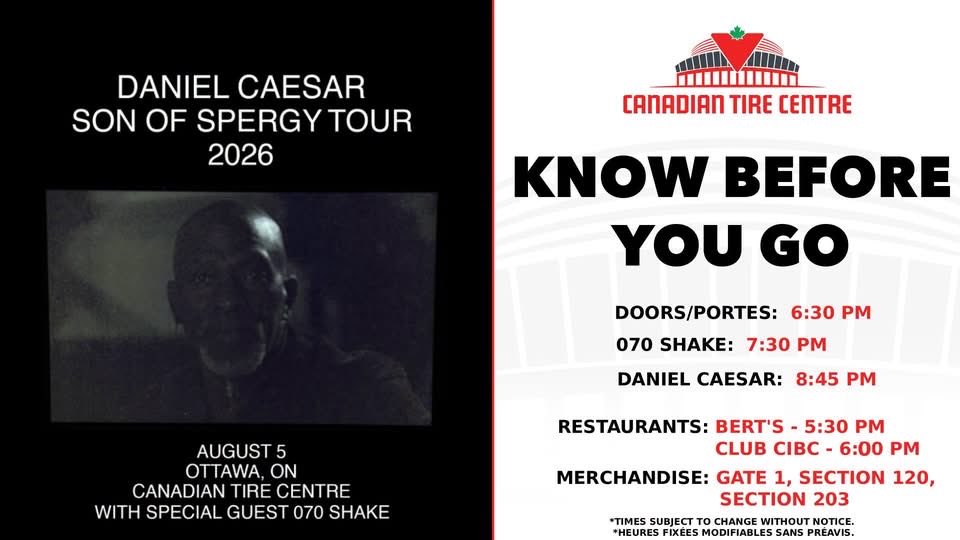 CdnTireCtr's tweet photo. Tonight/Ce Soir - Daniel Caesar
🎫-> https://t.co/iYry4SnYla

*Please note Bert's will be operational out of Legacy. Please use appropriate doors. https://t.co/jinSc2Vazn
